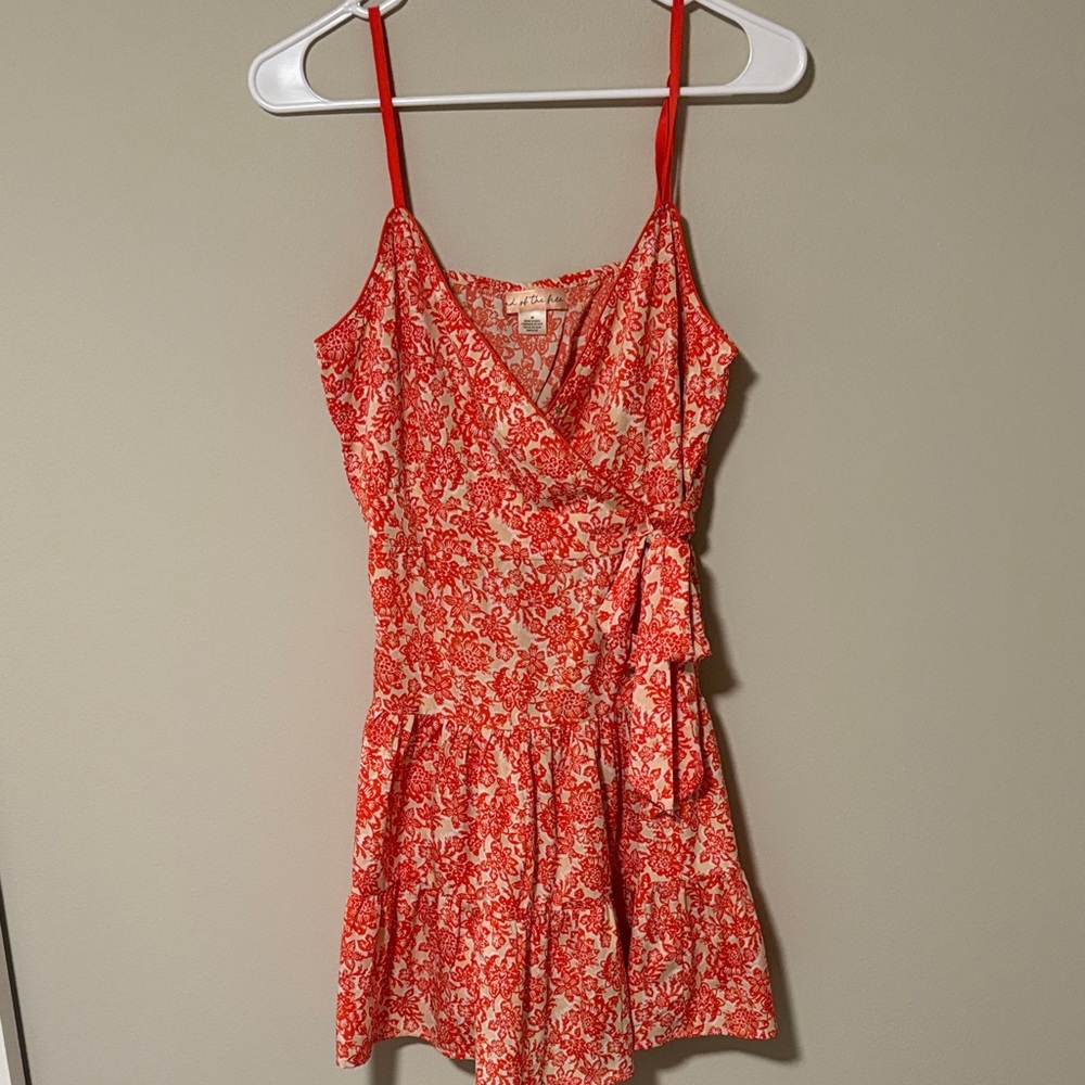 Vibrant Red Floral Mini Dress